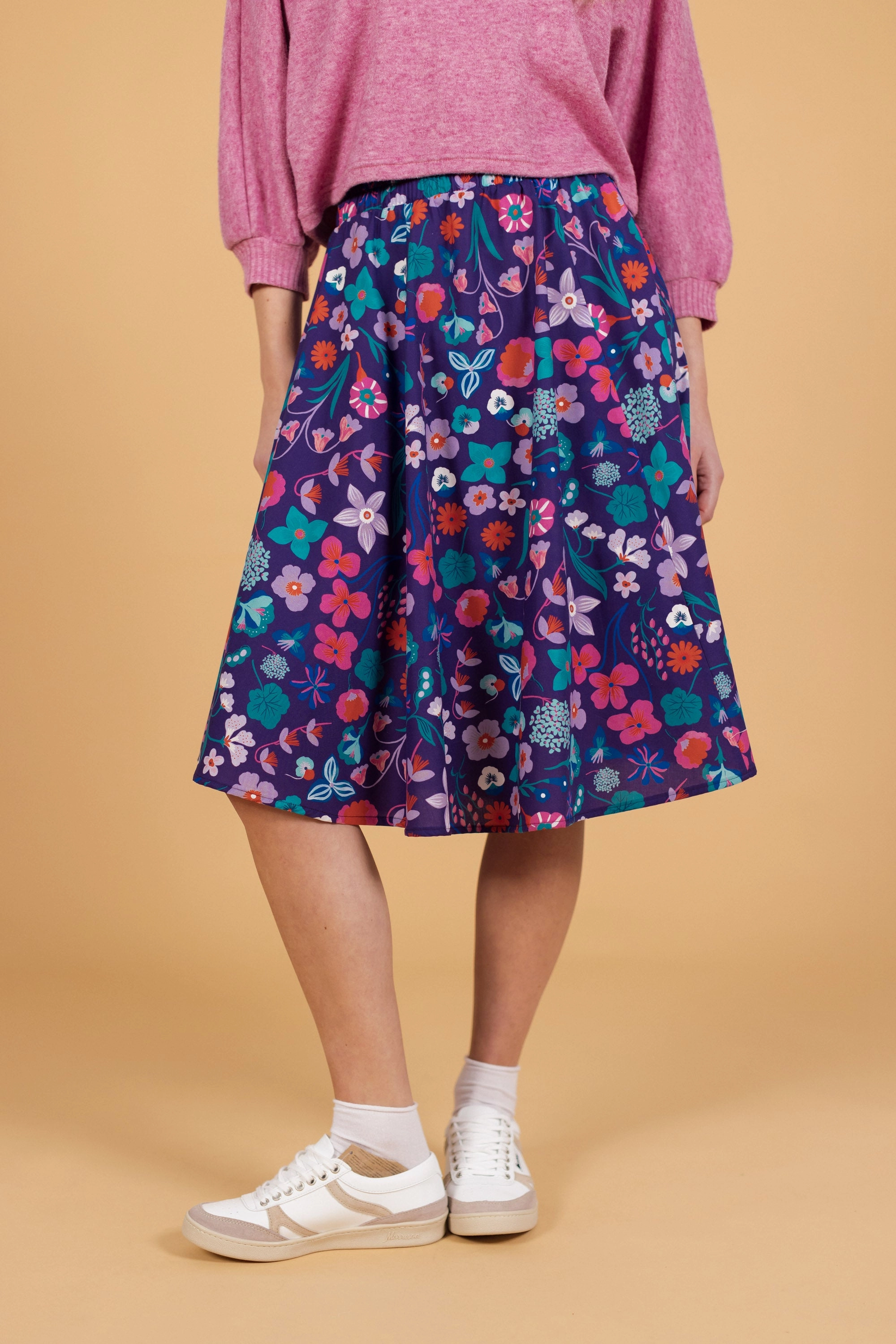 Skirt Mireille Purple Floral Day Ready Crisp Edge