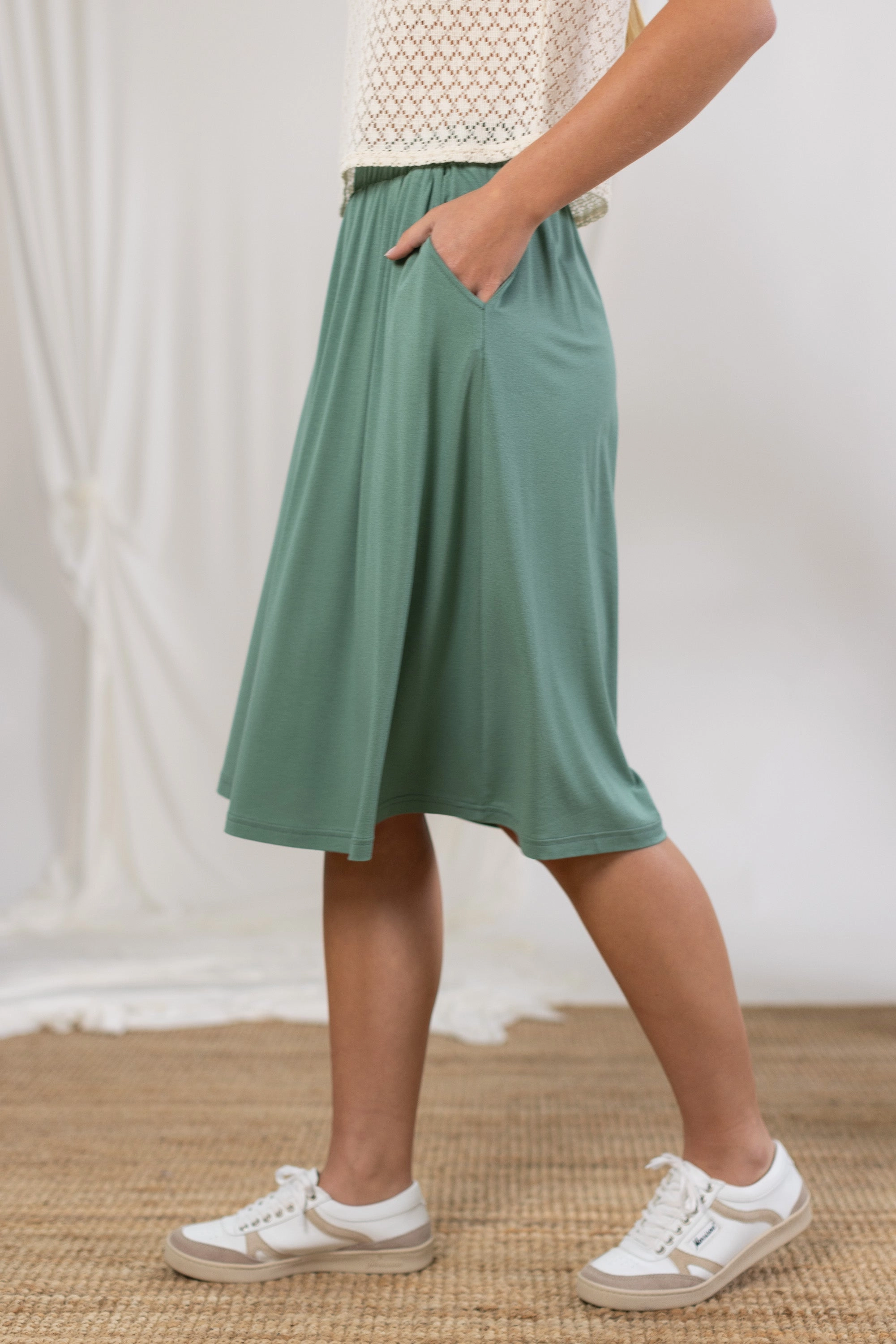 Simple Layers Polished Style Skirt Serena Dusty Green