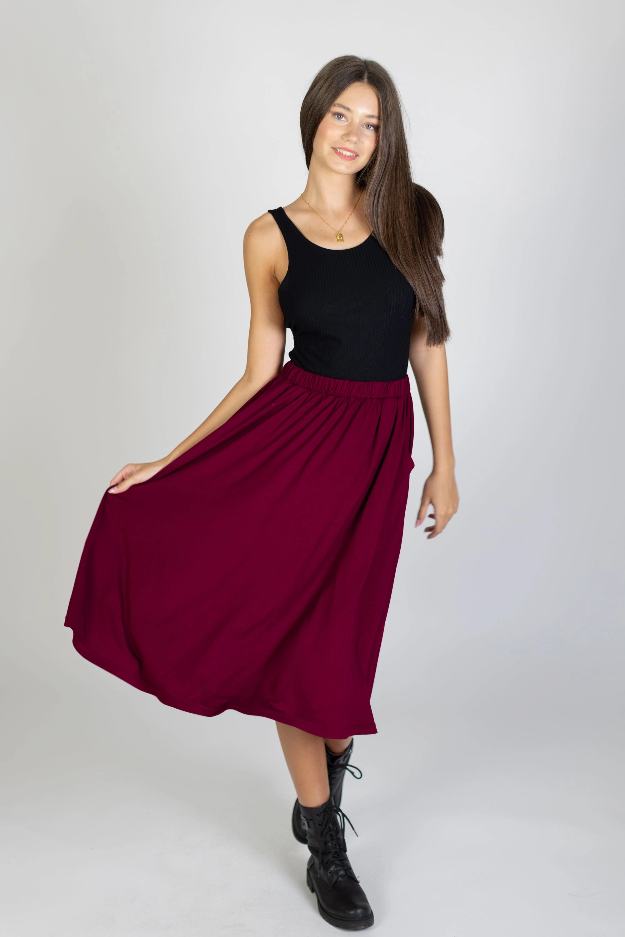 Skirt Serena Wine Red Designer Inspired Natural Mood