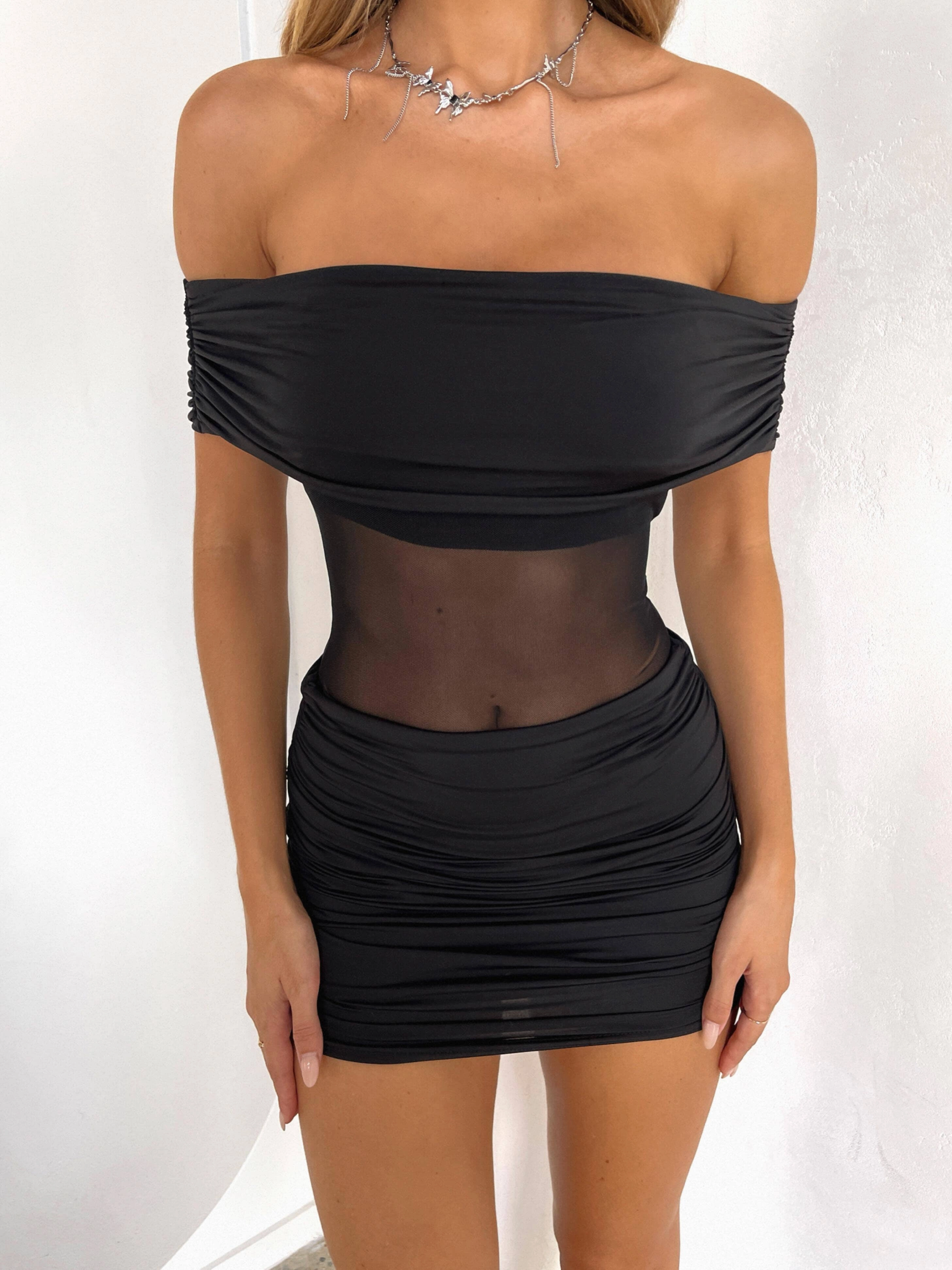 AntiStaticMaterial Grace Flow SKYLAH MINI DRESS BLACK