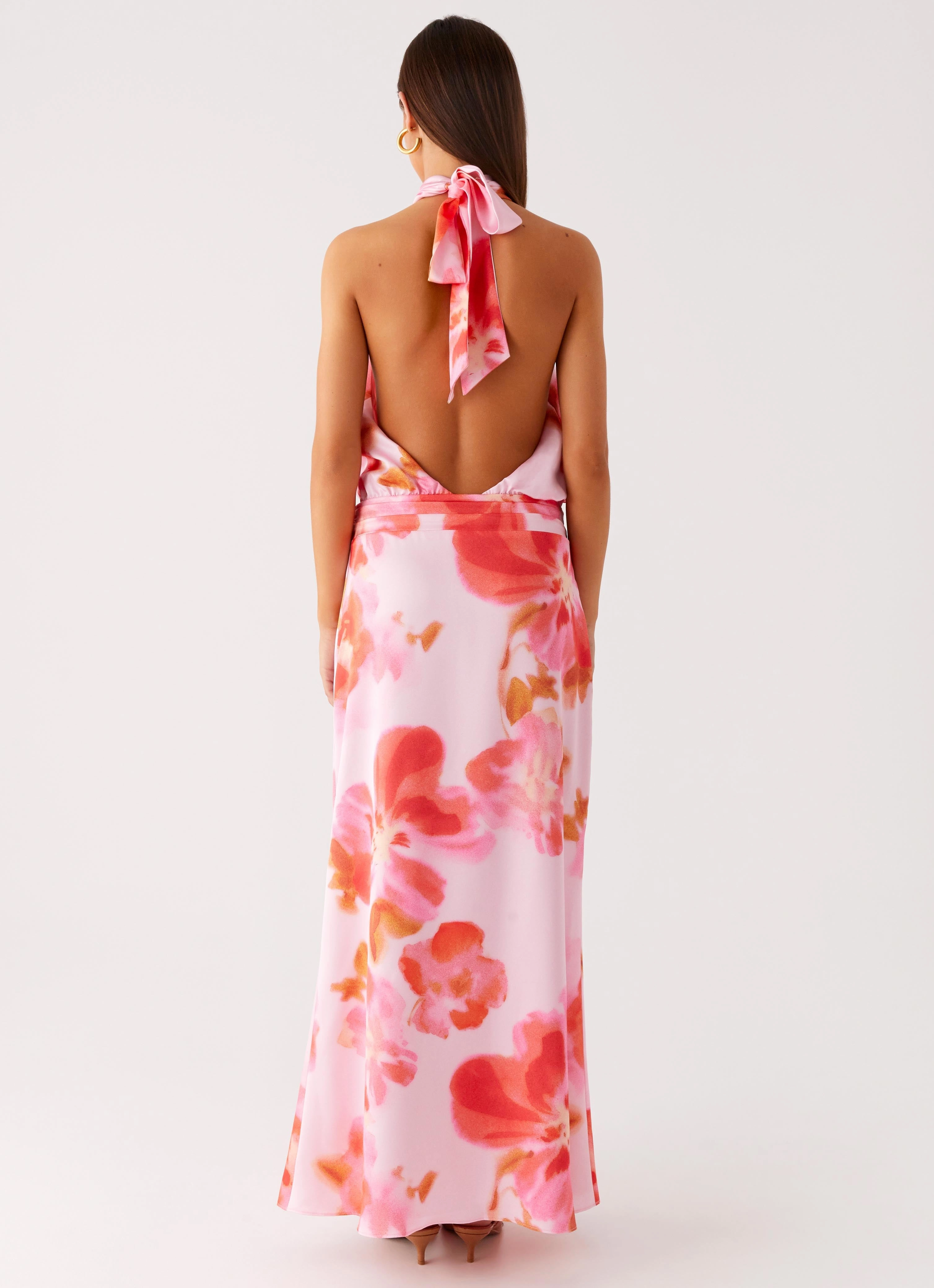 Diablo Backless Maxi Dress - Blushing Blossom Fine Texture Flattering Style