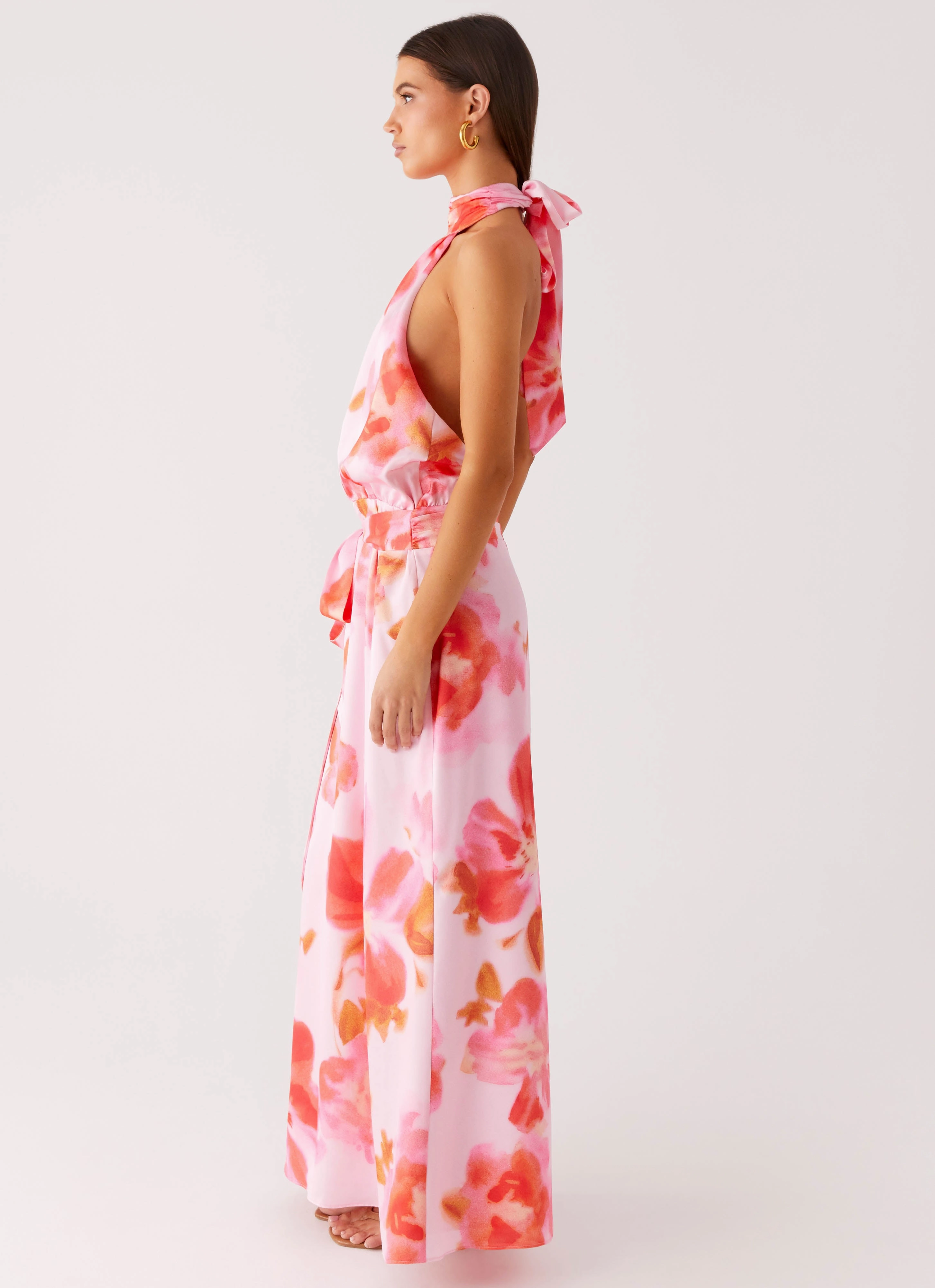 Chill Piece Diablo Backless Maxi Dress - Blushing Blossom