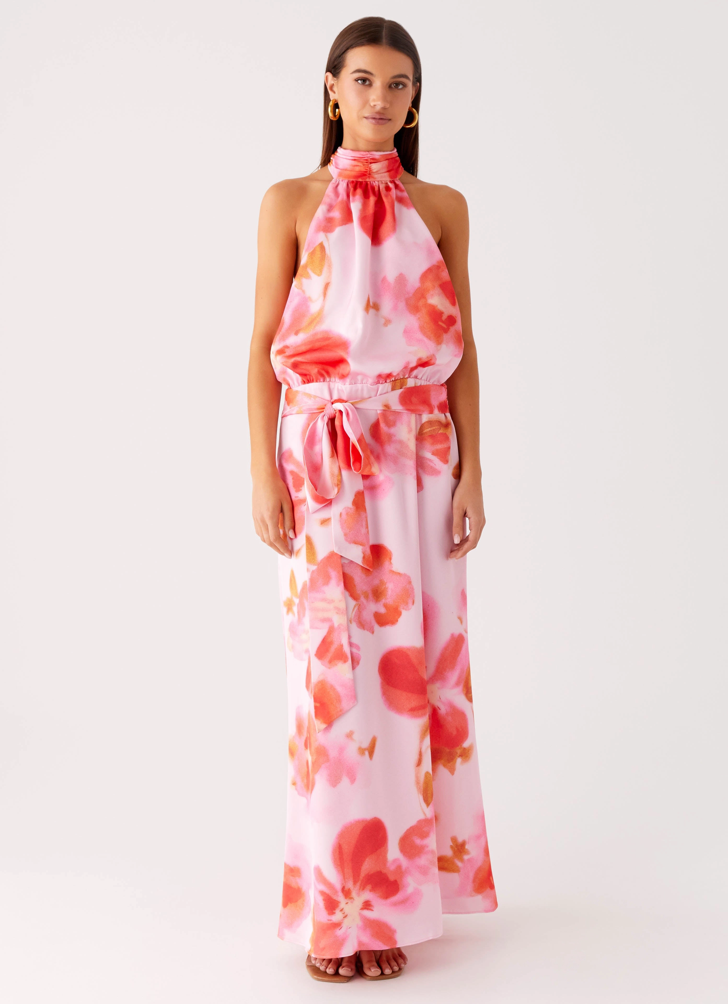 Diablo Backless Maxi Dress - Blushing Blossom Natural Layers everyday elegance