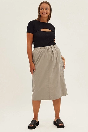 Grey Parachute Midi Skirt Layer Combo A Line Silhouette