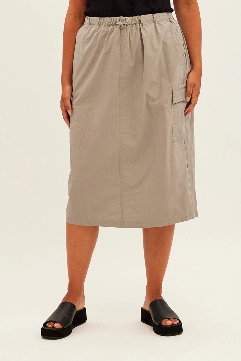 Chill Wear Grey Parachute Midi Skirt