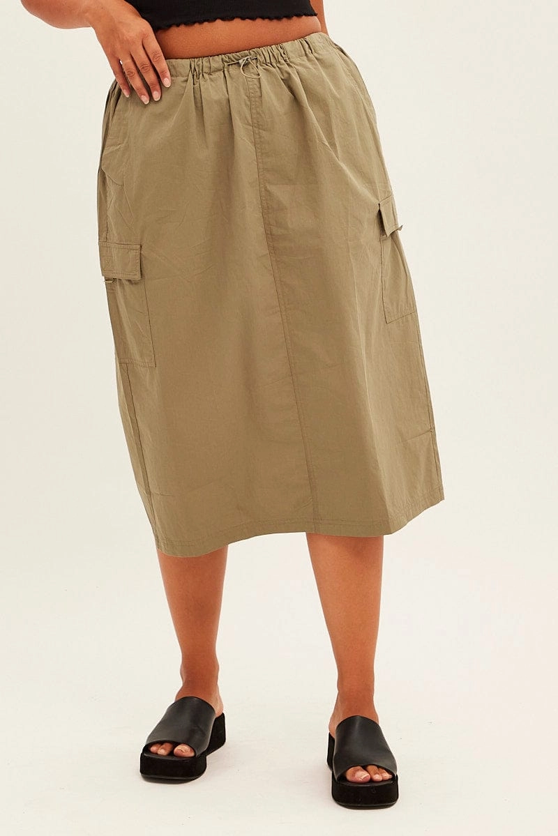 Green Parachute Midi Skirt Chic Fit
