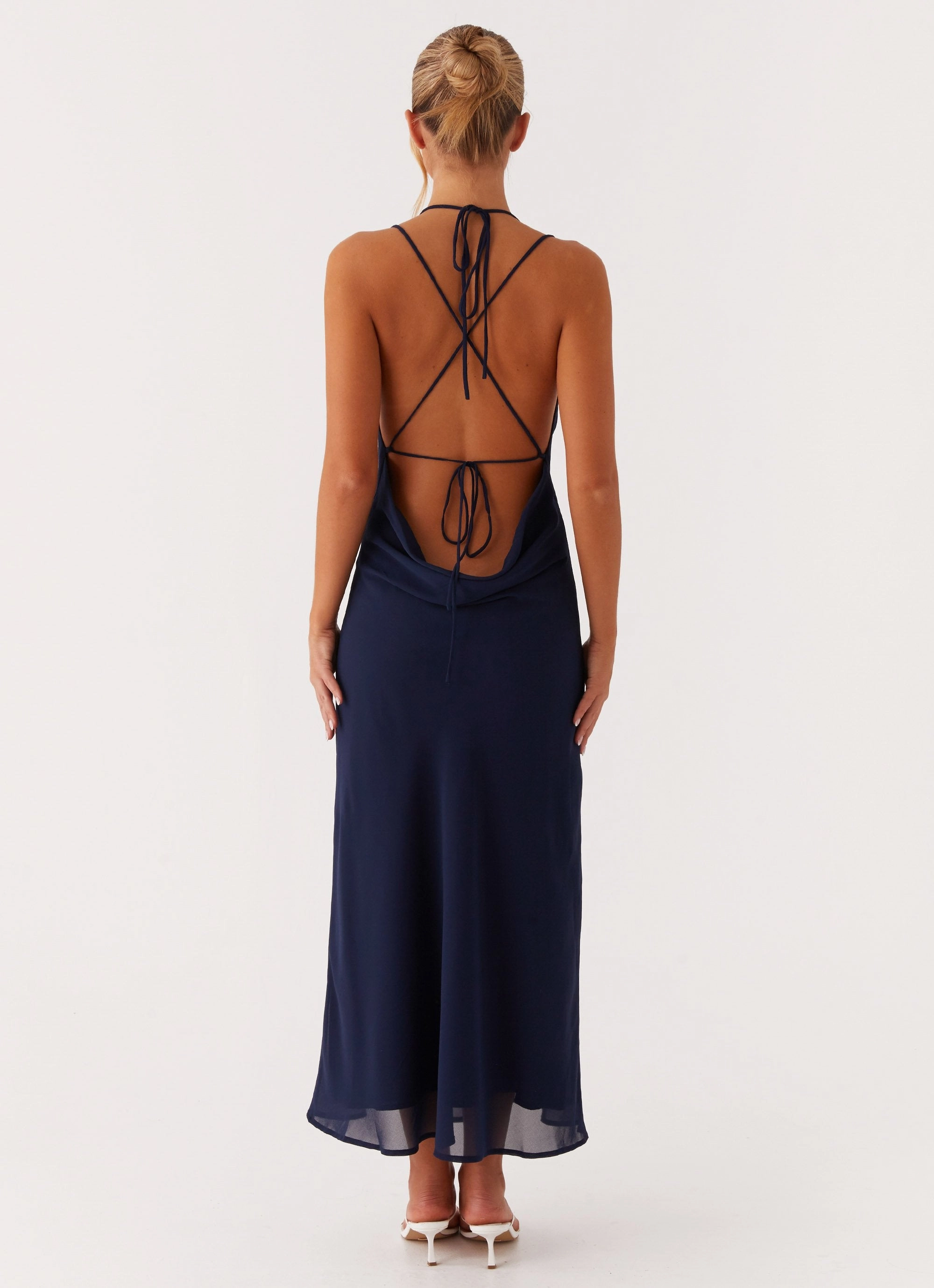 Sleeveless Clover Club Maxi Dress - Navy