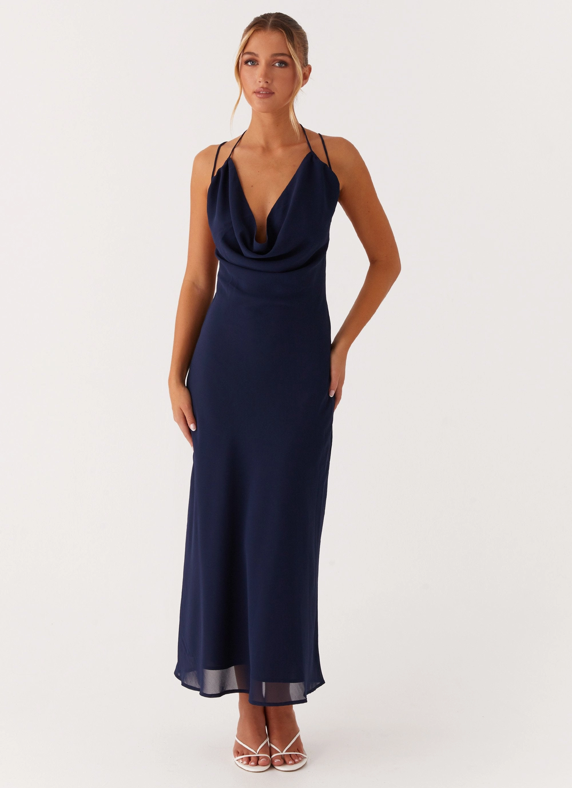 Clover Club Maxi Dress - Navy Polished Cut