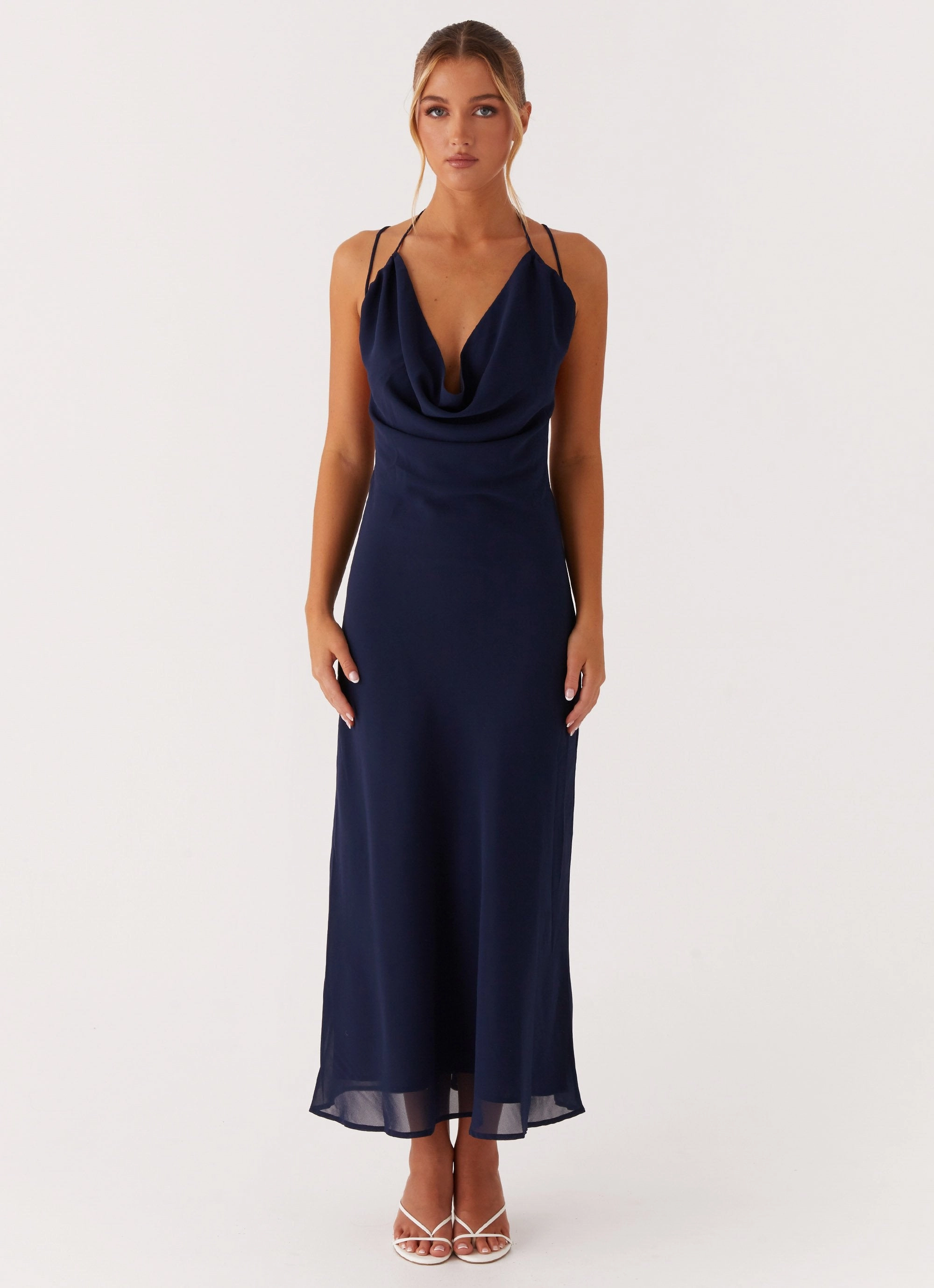 Lined interior Clover Club Maxi Dress - Navy