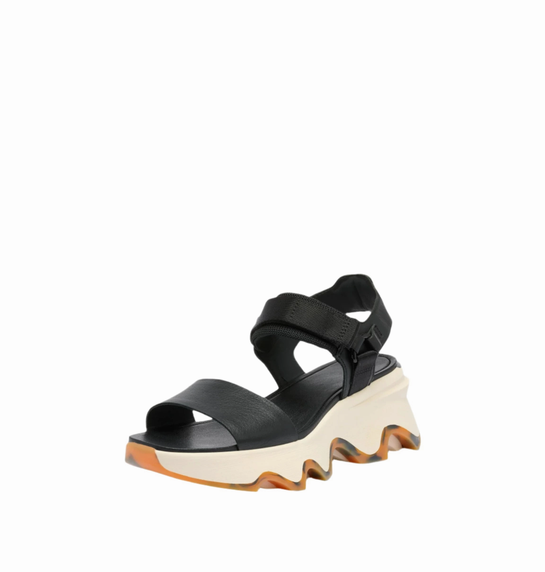 Pressure Relief Cushioning Travel Days Sorel Women's Kinetic Y-Strap Wedge Sandal - Black