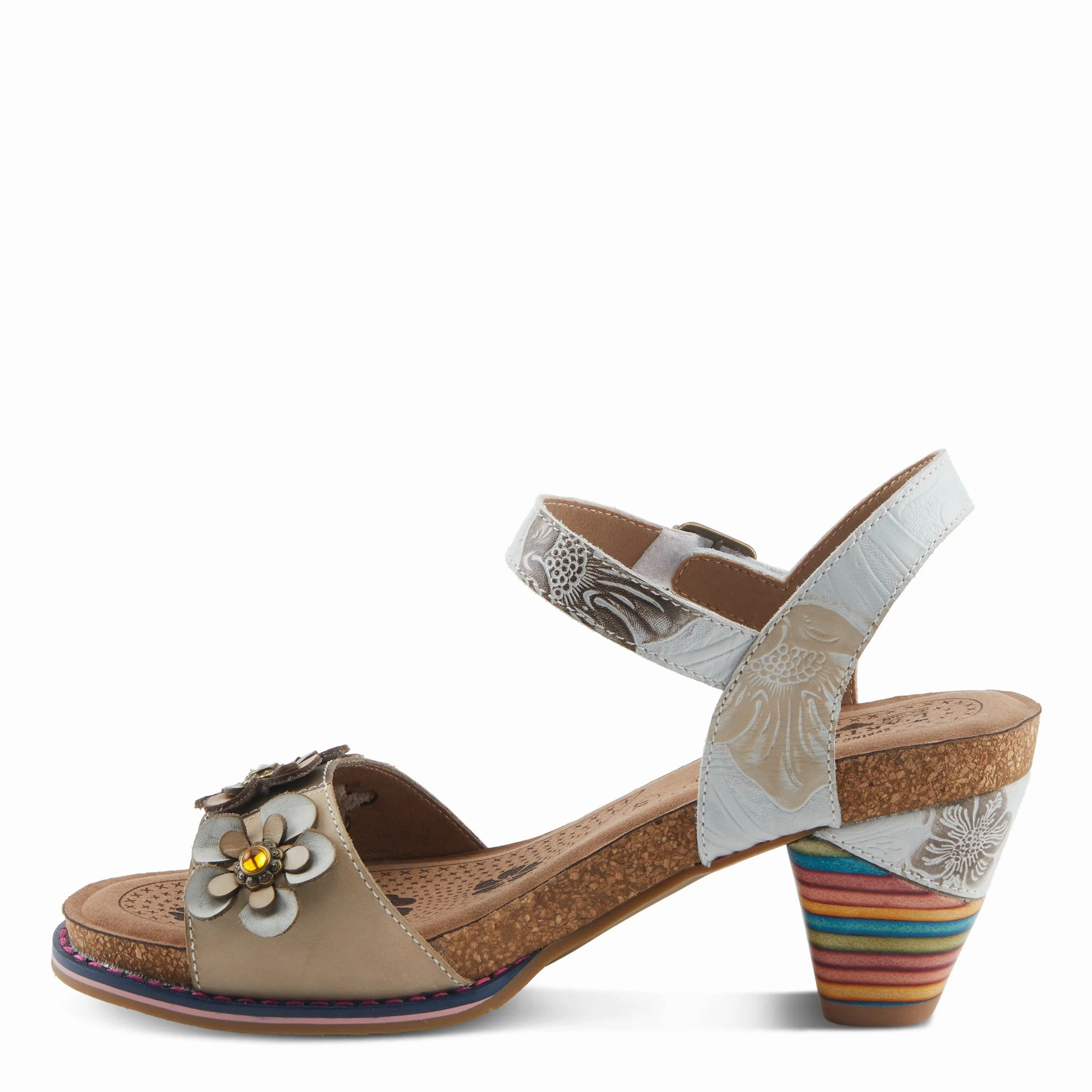 Ankle Strap Design Leisure Vibe L'Artiste by Spring Step Bluesky Ankle Strap - White Multi