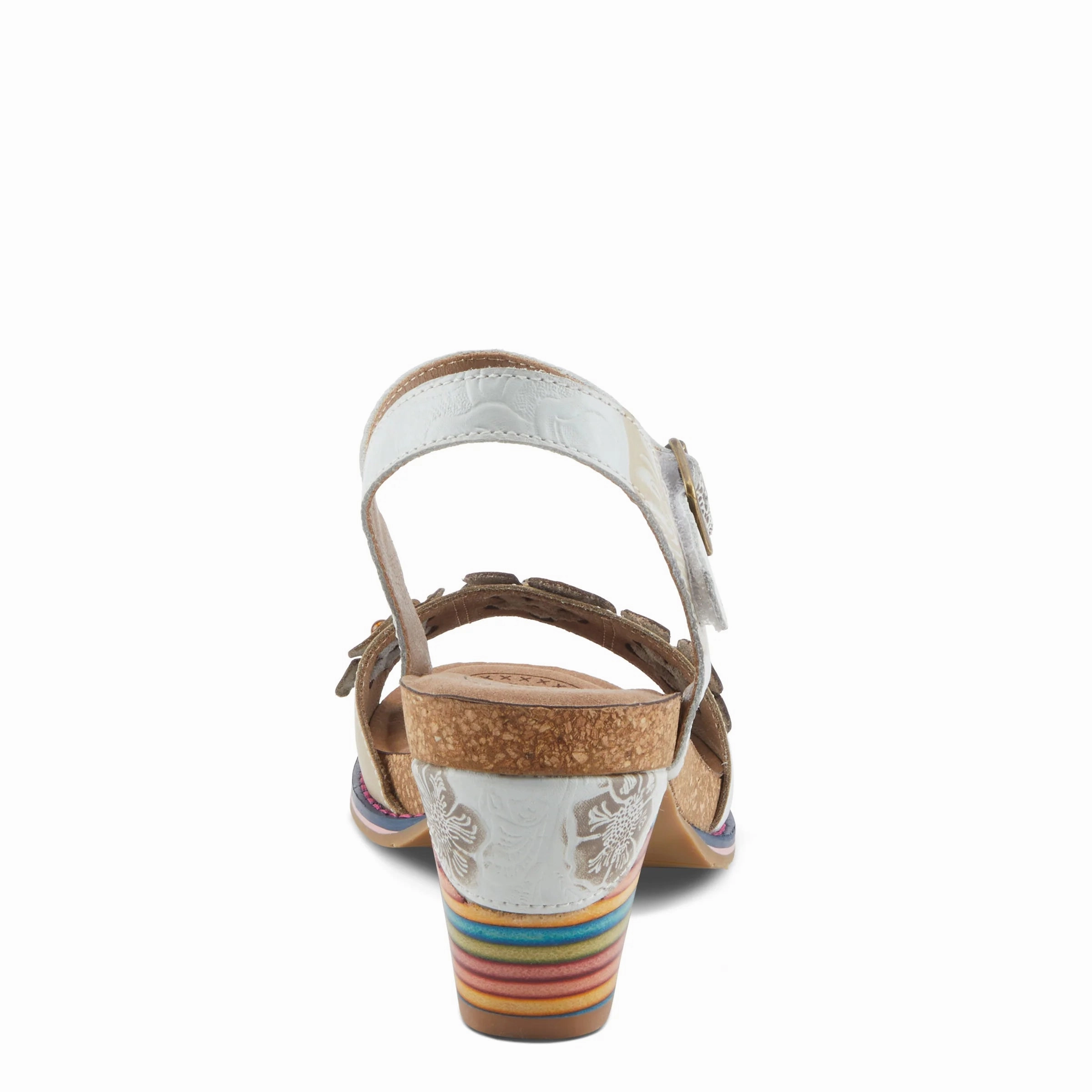 L'Artiste by Spring Step Bluesky Ankle Strap - White Multi Contoured Shape
