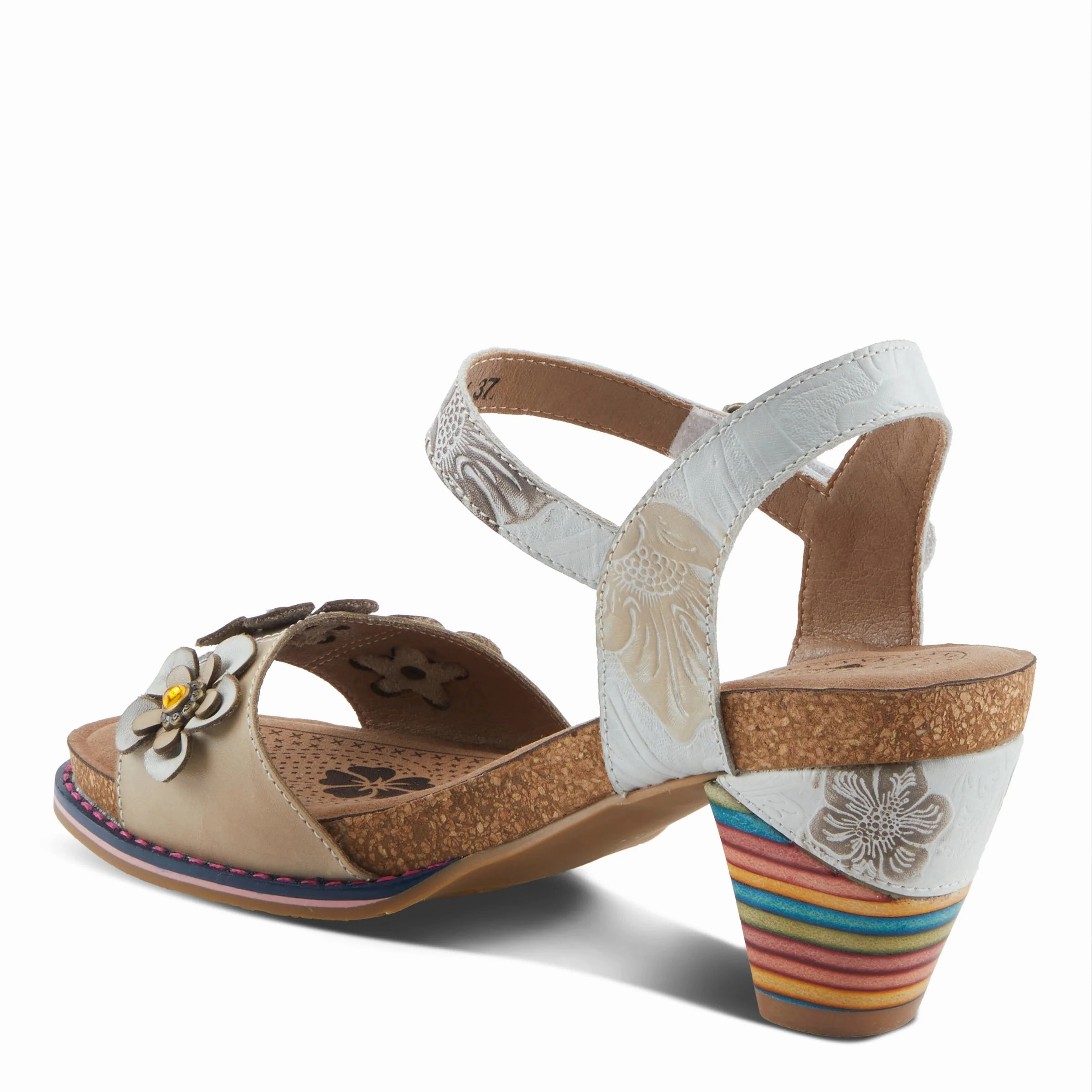 Hiking Comfort L'Artiste by Spring Step Bluesky Ankle Strap - White Multi