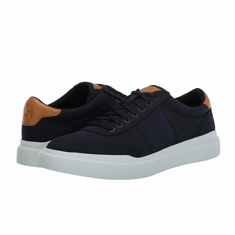 Happy Walk Cole Haan Men's Grandpro Rally Canvas Sneaker - Navy Blazer/Natural Tan/Optic White