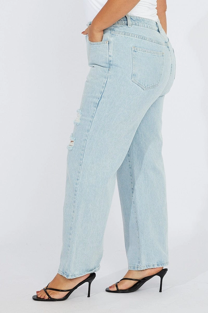 Creative Look Elegant Road Trip Athlete Fit Modern Autumn Days Denim Wide Leg Jeans High Rise Distressed