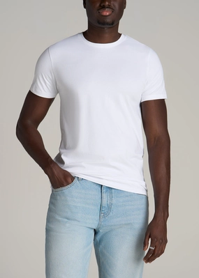 The Essential MODERN-FIT Crewneck Tee for Tall Men in White DoubleStitching