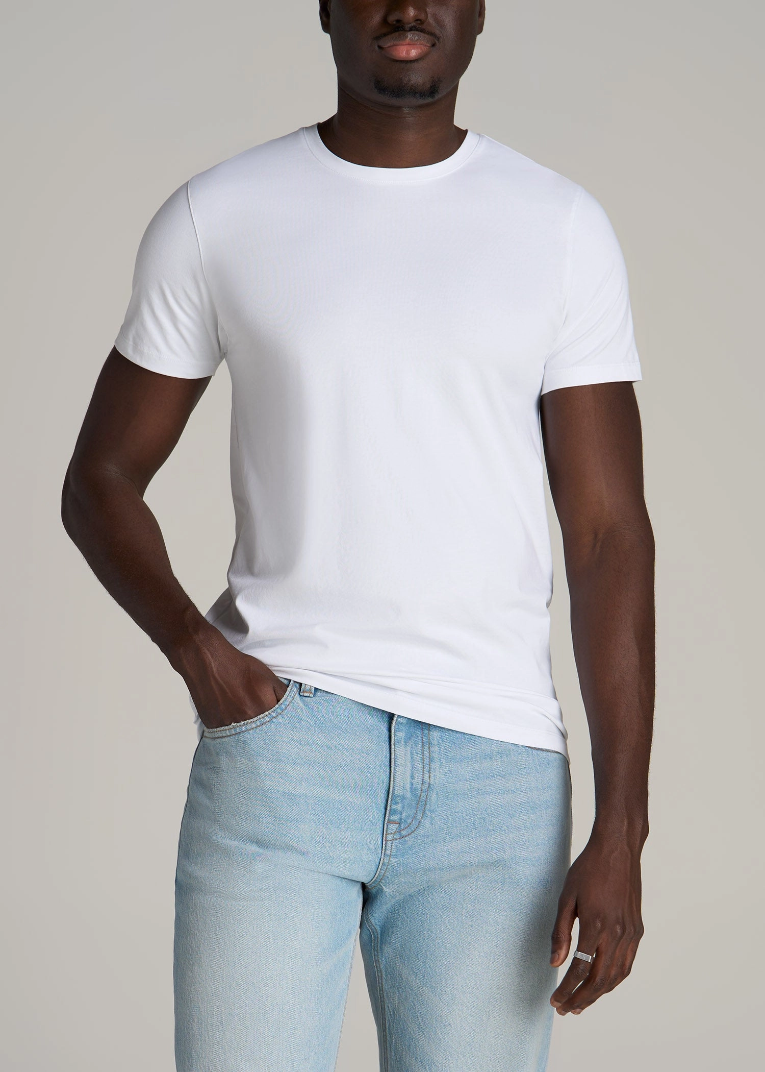 The Essential MODERN-FIT Crewneck Tee for Tall Men in White DoubleStitching