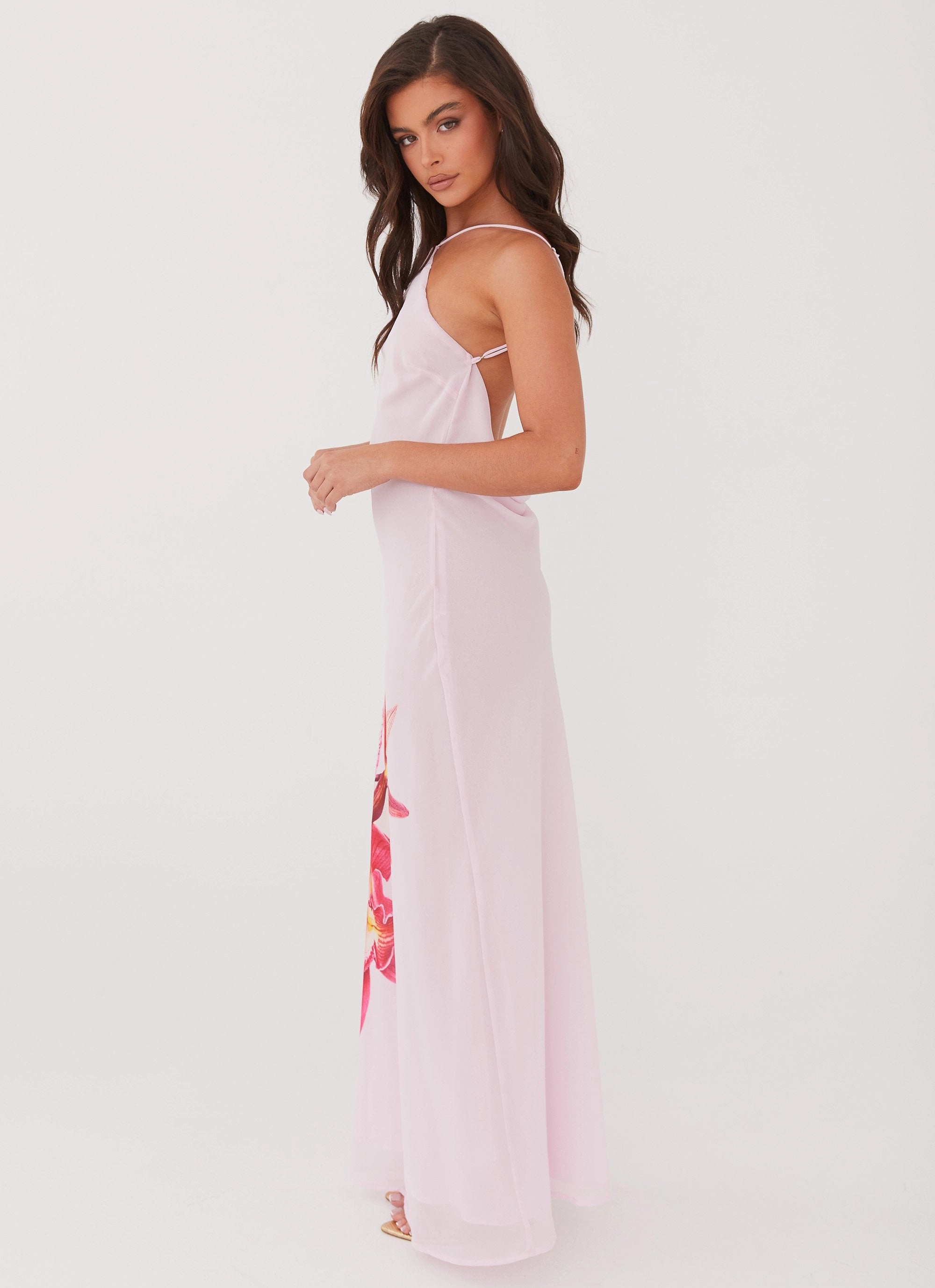 Blossom Hearts Maxi Dress - Pink Peony Luxury-Fabric
