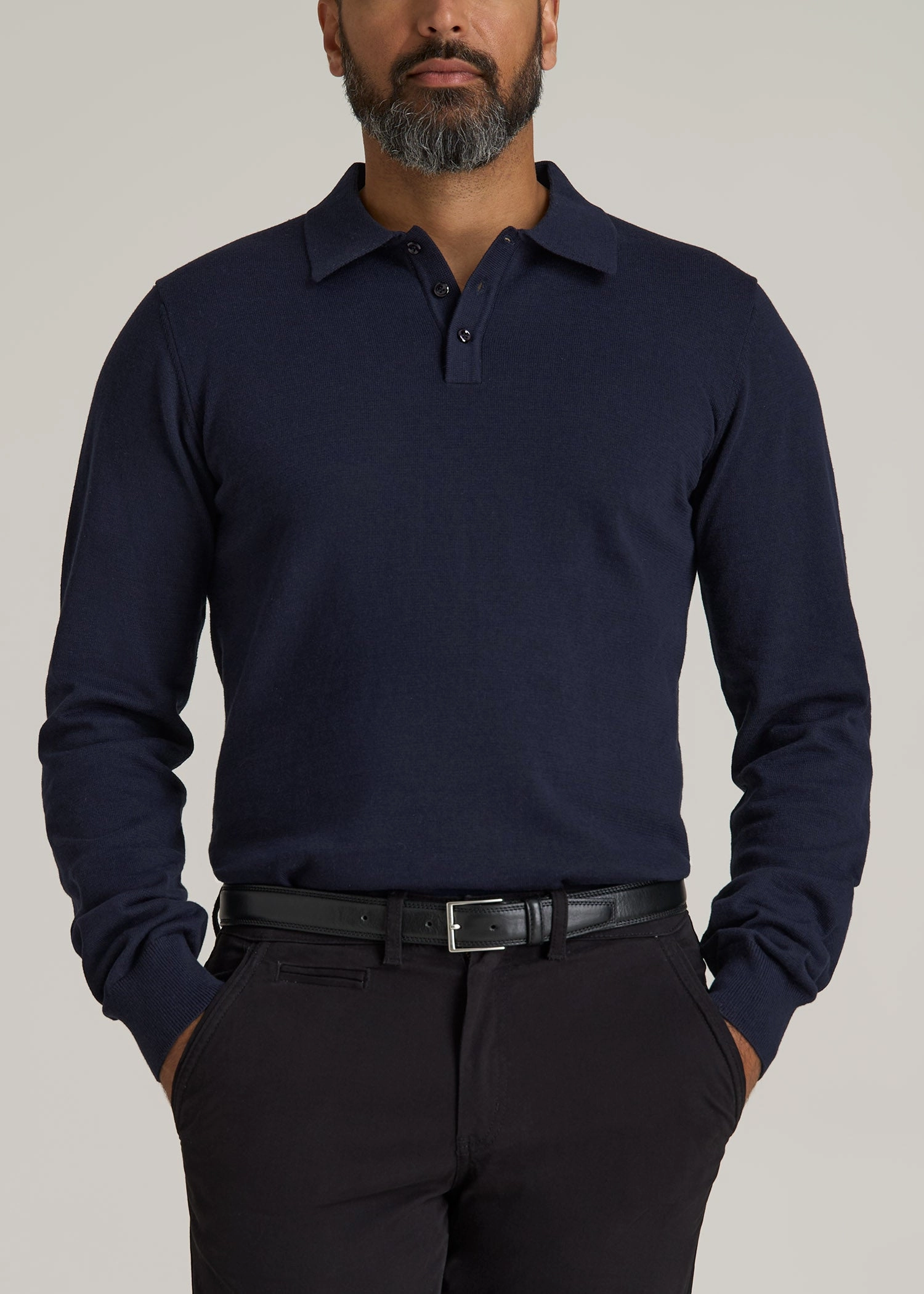 Versatile Layer sunny day wear Men??s Tall Polo Sweater in Evening Blue