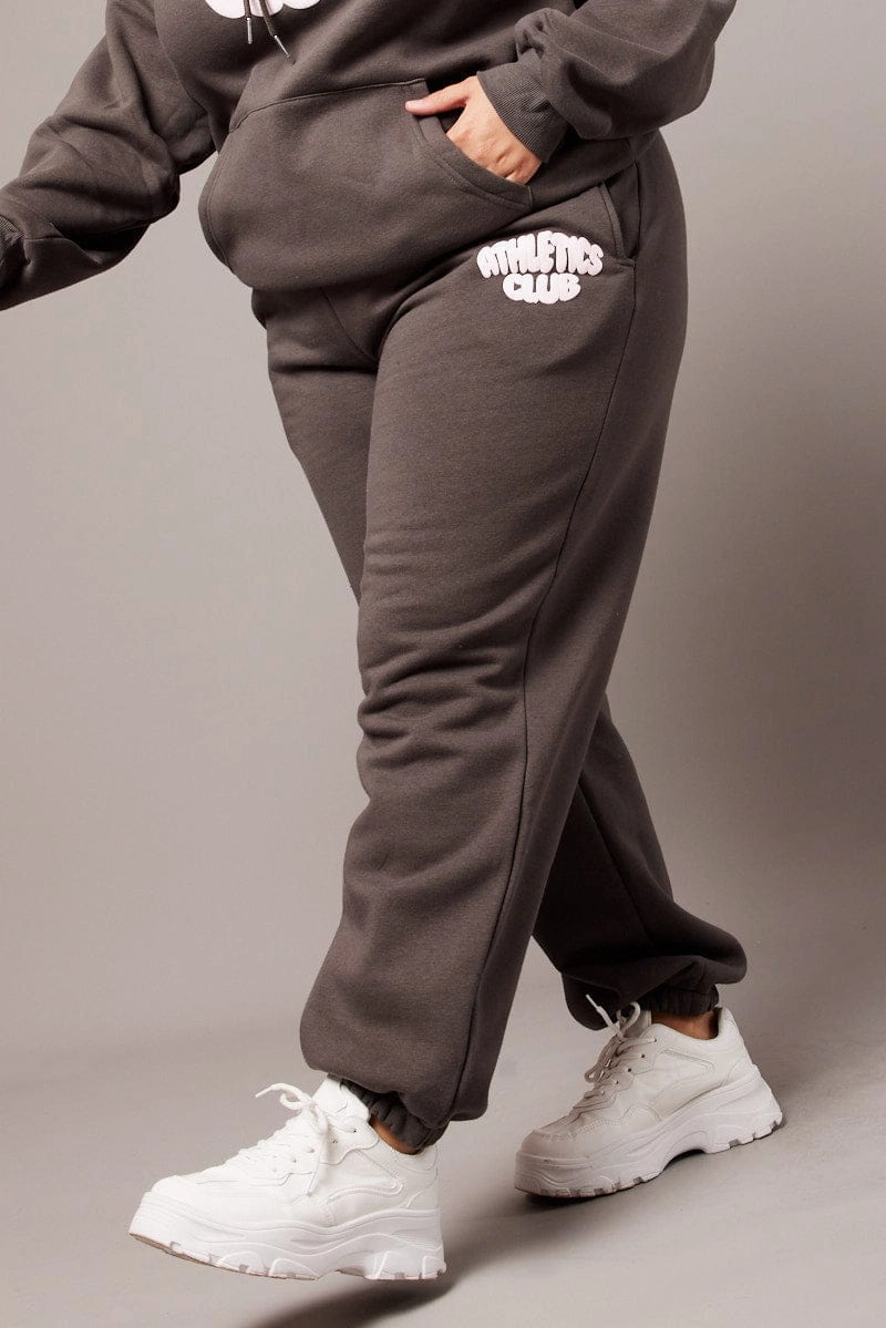 Street Style Quick Layer Grey Track Pants High Rise