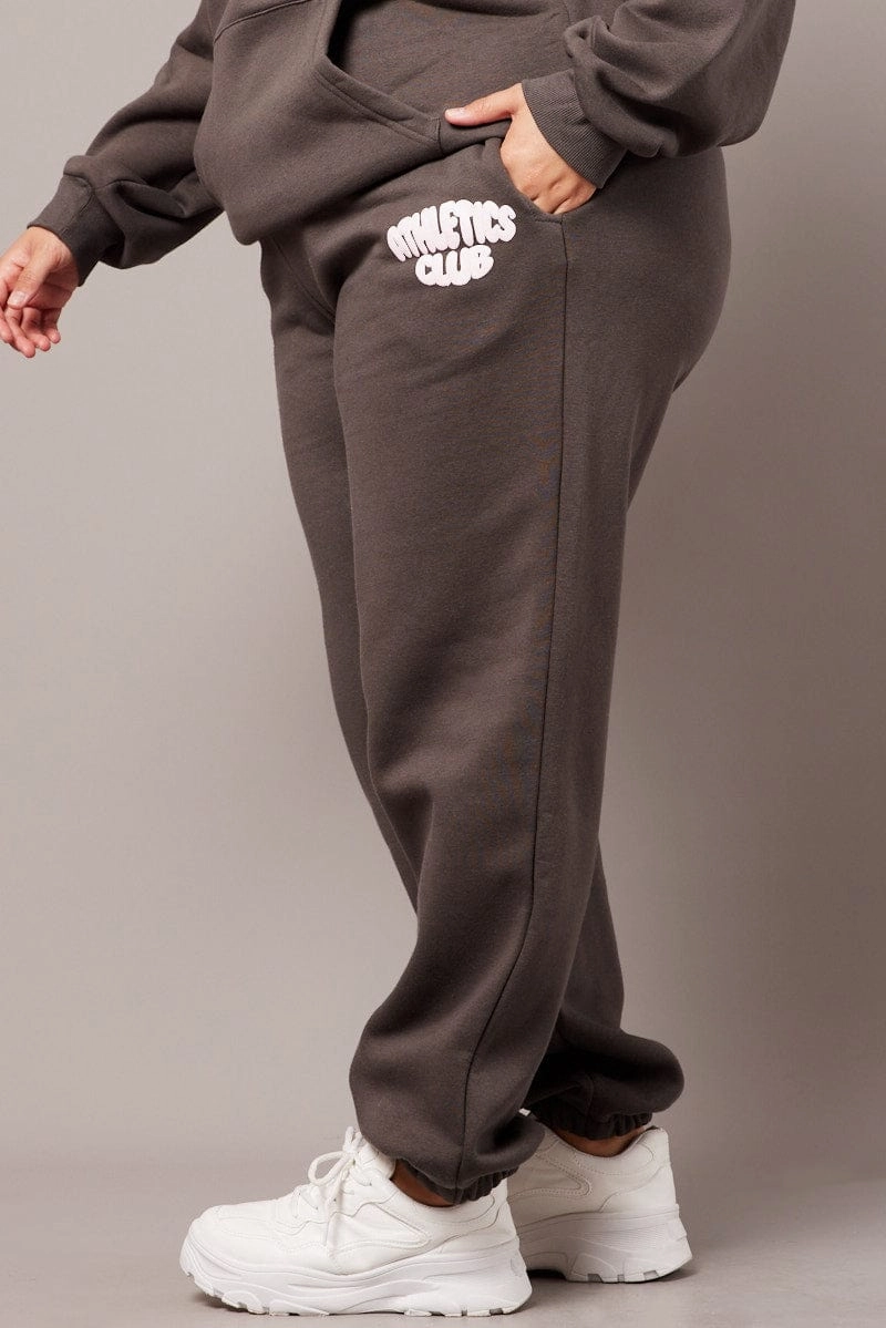 Grey Track Pants High Rise Flattering Fit Wear Comfort Stretch