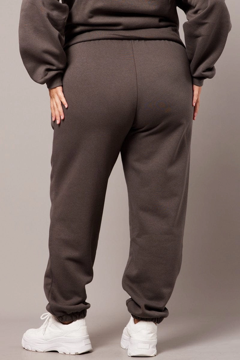 Comfortable Cut Grey Track Pants High Rise