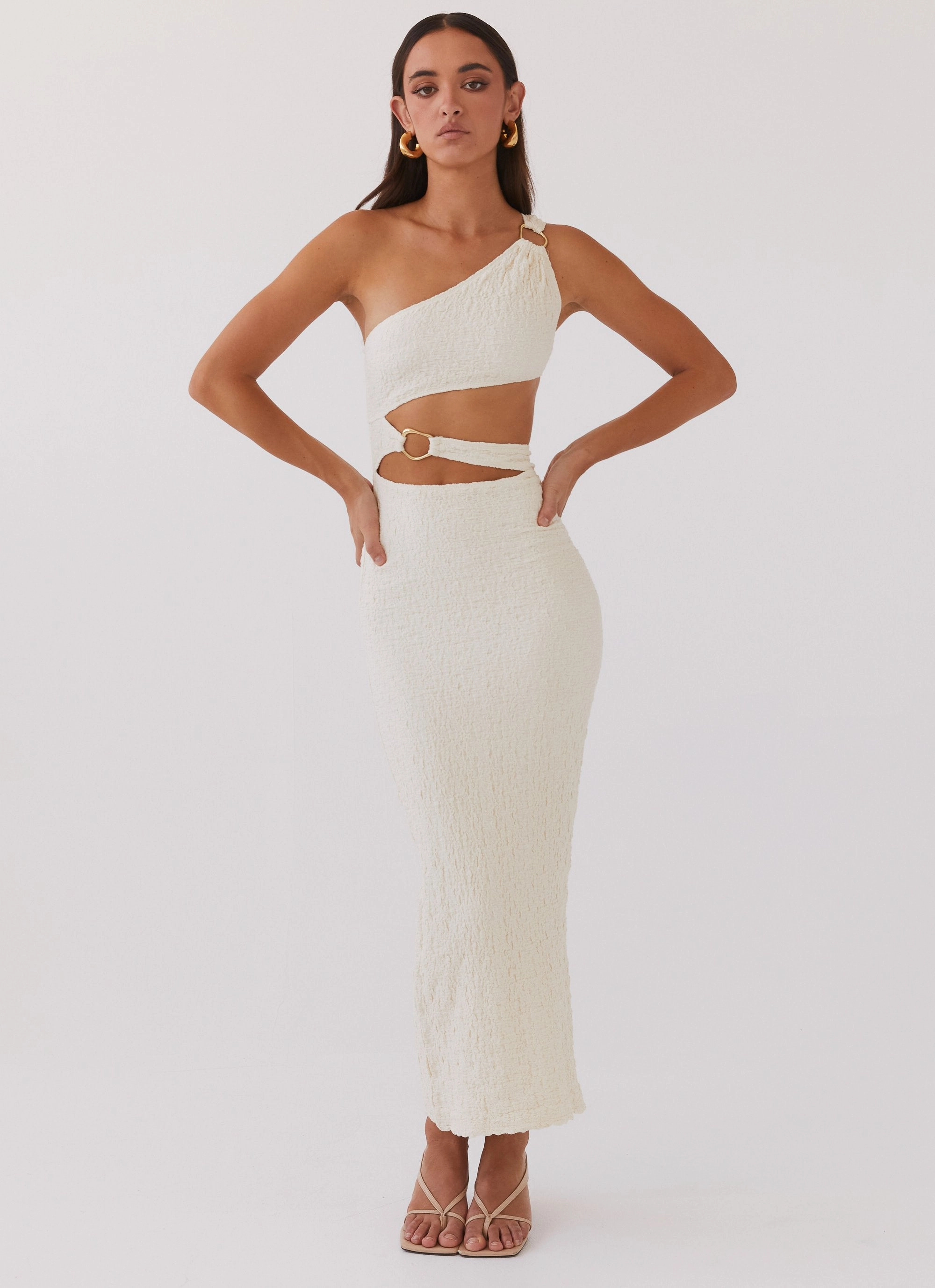 North Haven Maxi Dress - Ivory Wave Timeless Waist Comfortable and Flattering