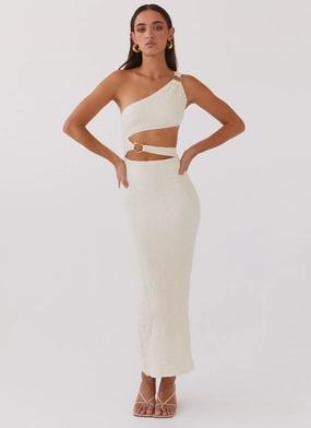 North Haven Maxi Dress - Ivory Wave Timeless Waist Comfortable and Flattering