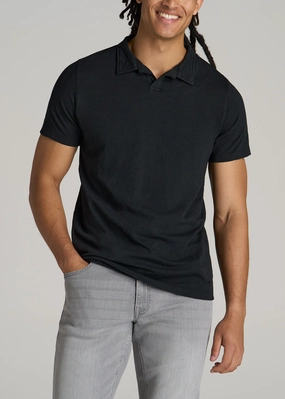 Chic Design Slub Men's Tall Polo Shirt in Black