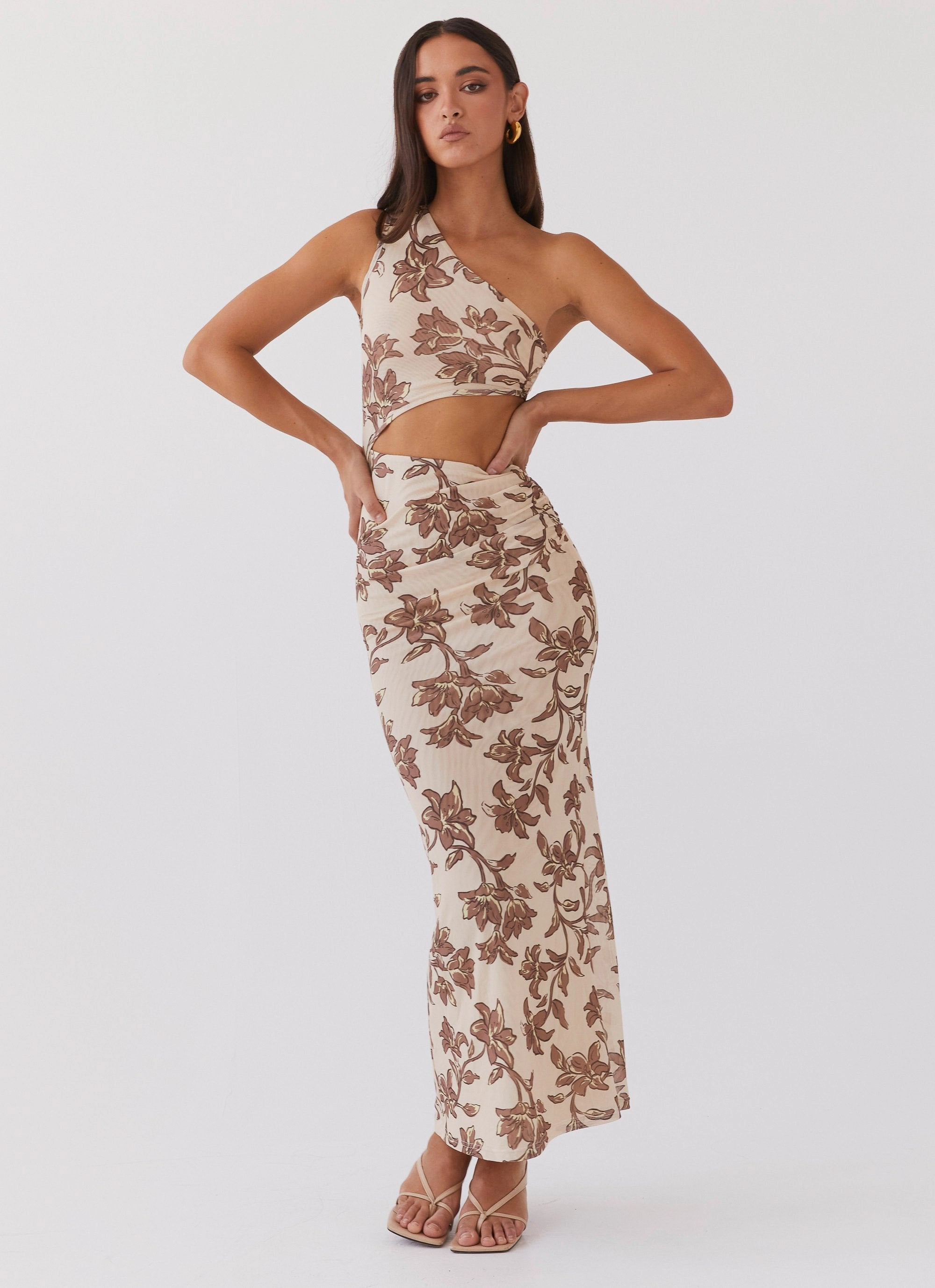 Classic Fit Shadows In The Sun Mesh Maxi Dress - Hazel Bloom
