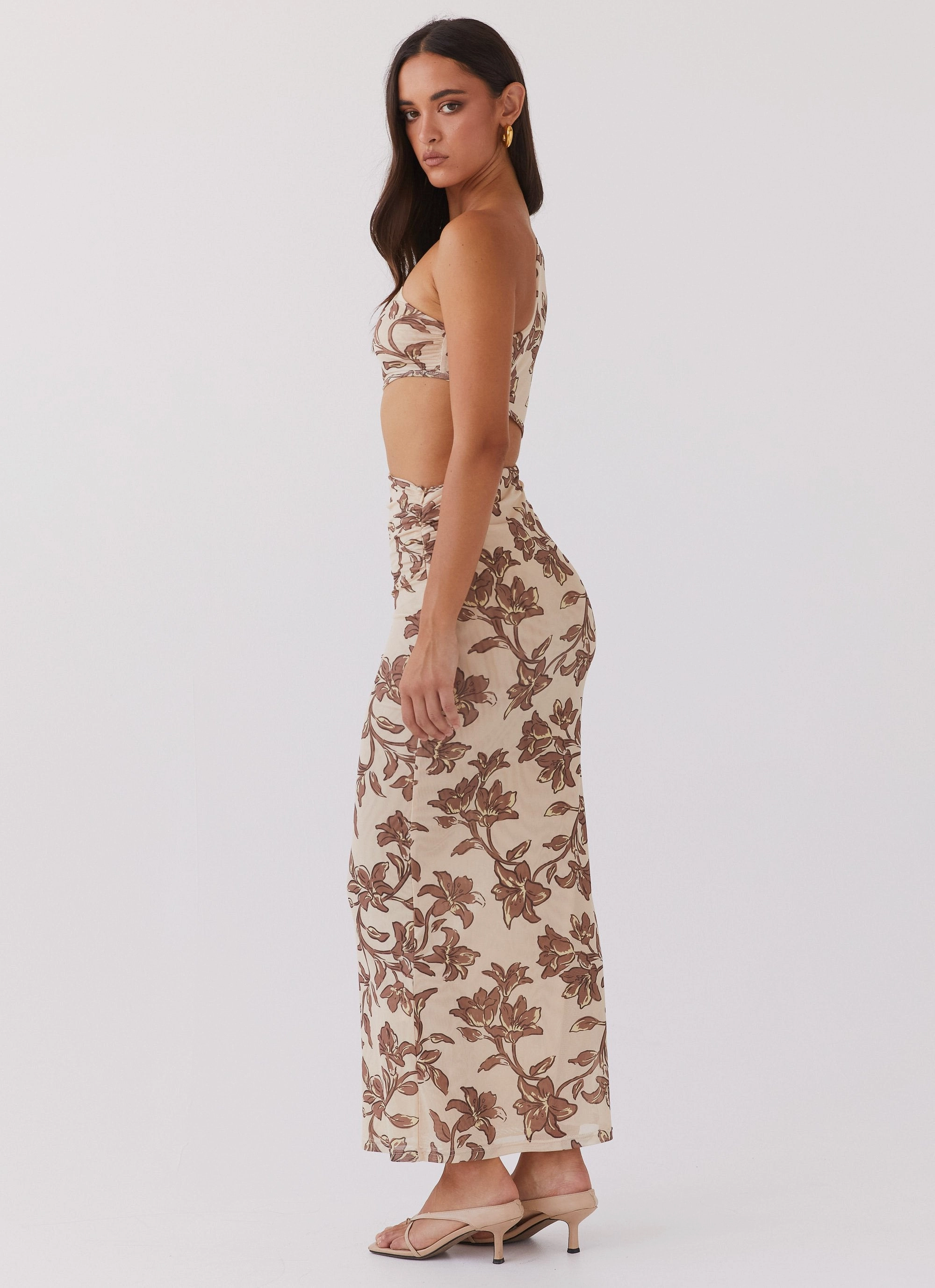Shadows In The Sun Mesh Maxi Dress - Hazel Bloom Red-Carpet