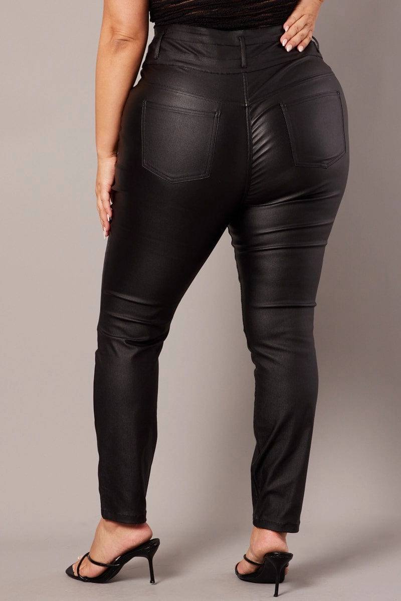Black Skinny Jeans High Rise Wet Look Essential Basics Relaxed Tailoring