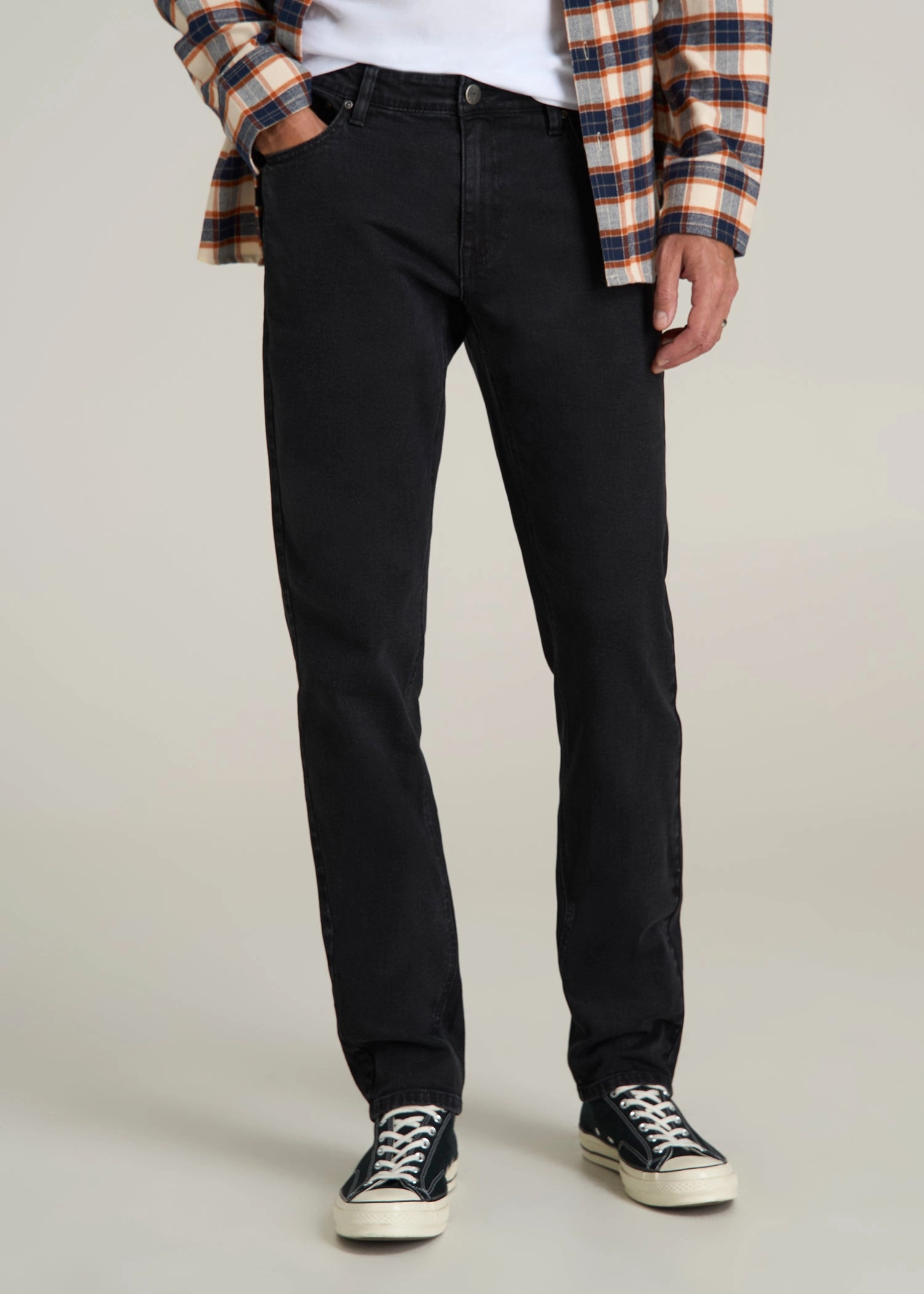 Carman TAPERED Jeans for Tall Men in Onyx Black Wash Work Ready Soft Street Routine