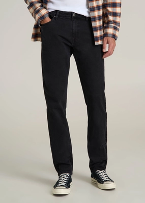 Minimalist Style Family Style Comfy Relaxed Waist Carman TAPERED Jeans for Tall Men in Onyx Black Wash