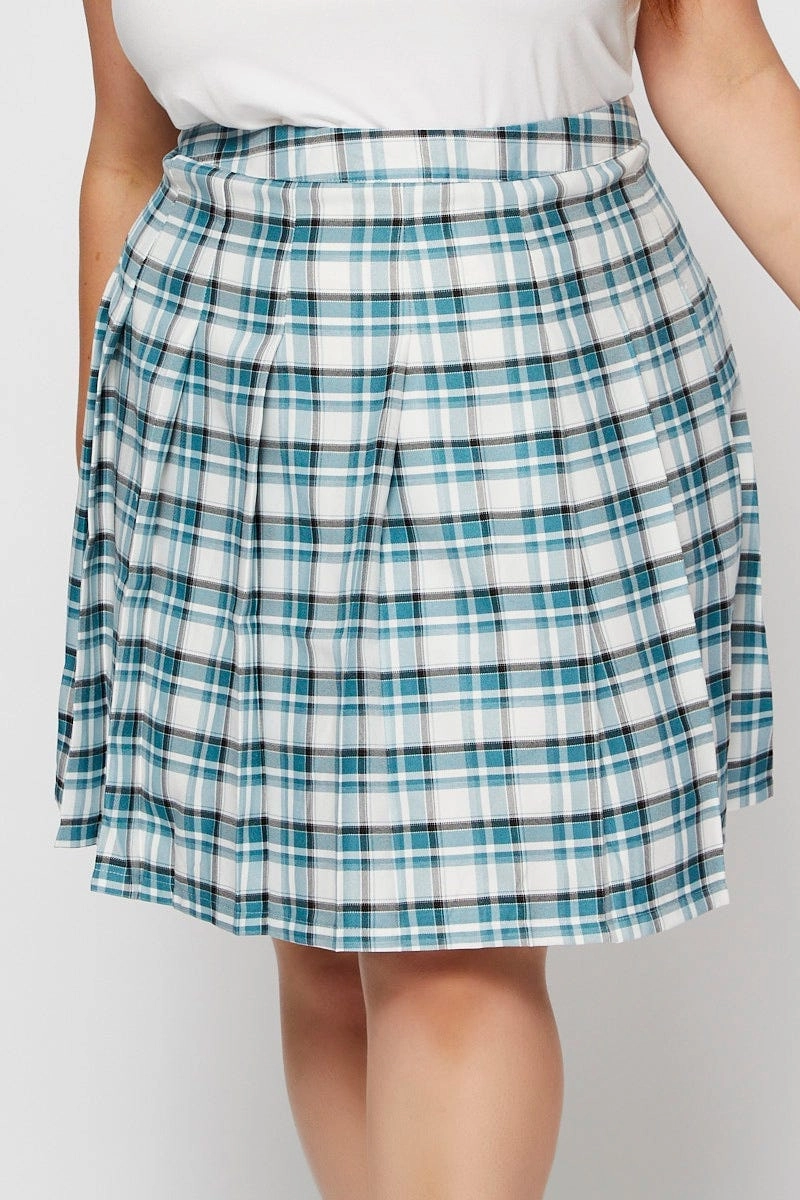 Check Mini Tennis Skirt Pleated Patchwork Design Relaxed Vibes