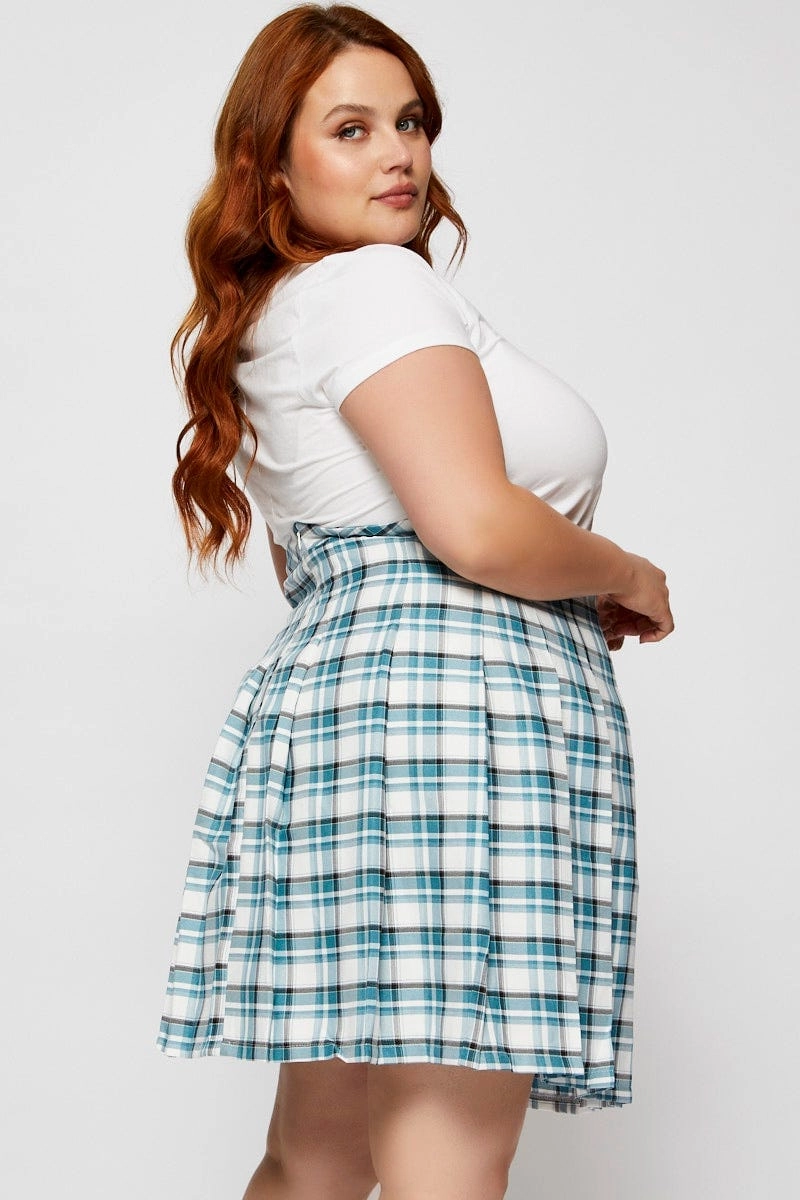 Check Mini Tennis Skirt Pleated All Season Wear