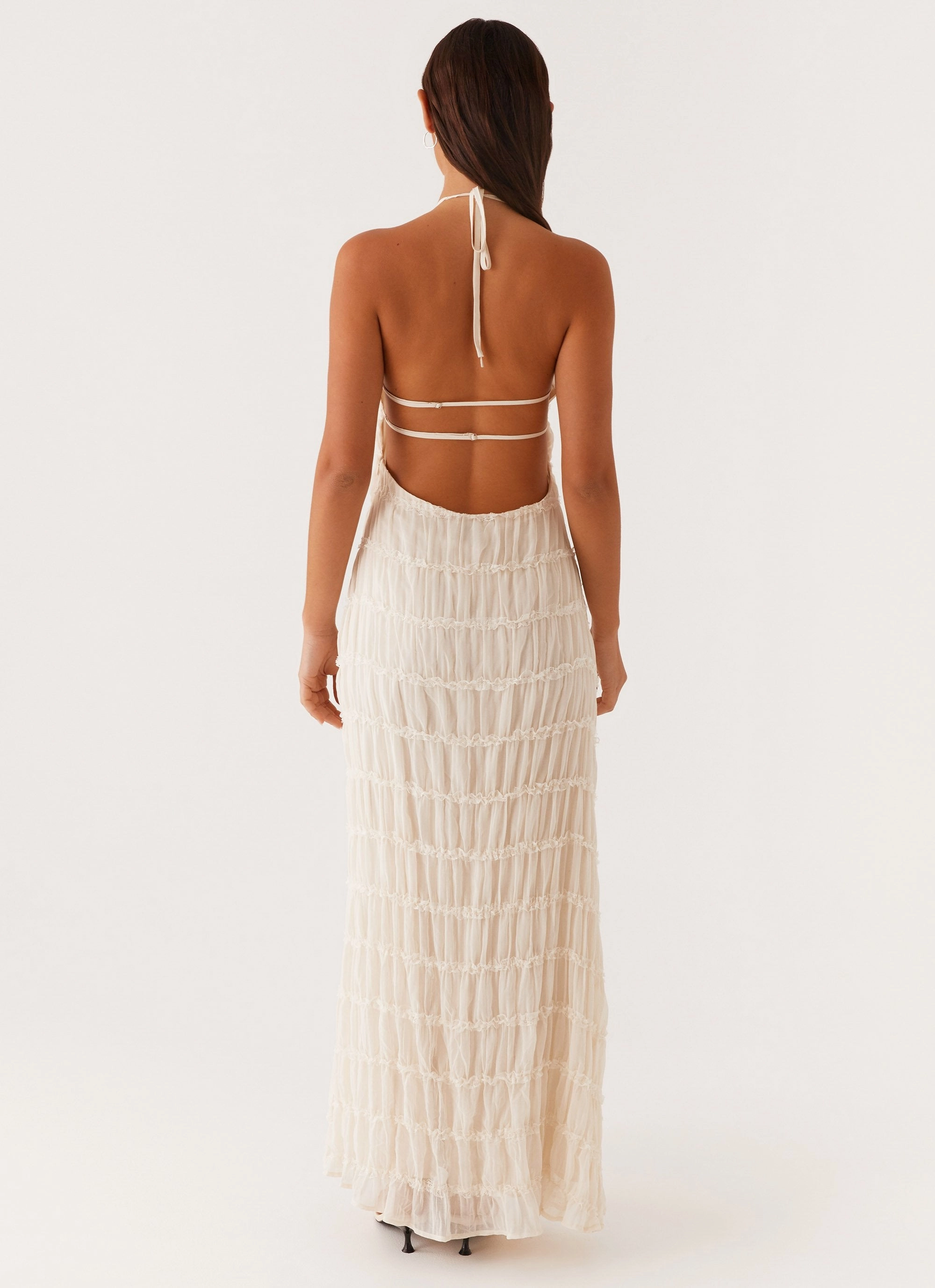 Cool Look Contrast-Piping Aullie Maxi Dress - Ivory