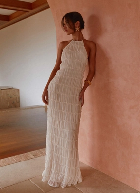 Aullie Maxi Dress - Ivory Fall Piece Elegant Wearable