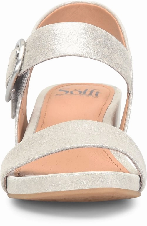 Sofft Women's Leather Wedge Sandal - Silver/Stone All-day Comfort Walking support