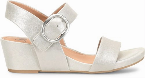 Sofft Women's Leather Wedge Sandal - Silver/Stone Non Slip Tread Geometry