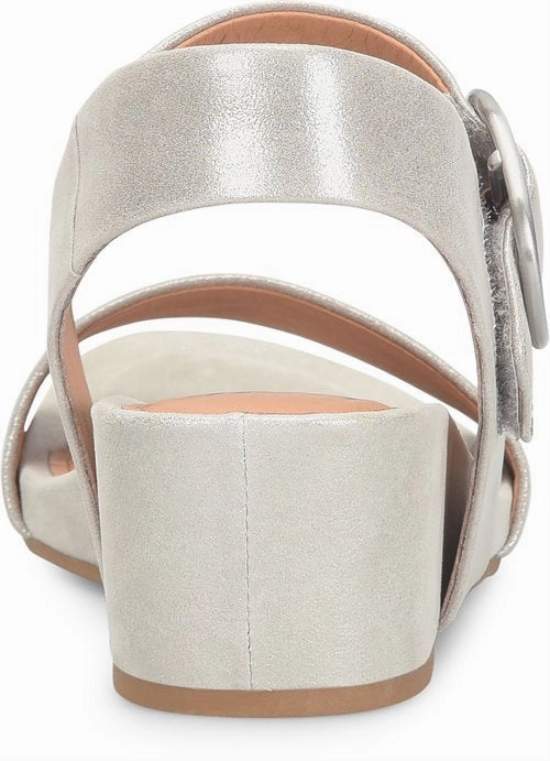Sofft Women's Leather Wedge Sandal - Silver/Stone Everyday Shoes Travel Friendly