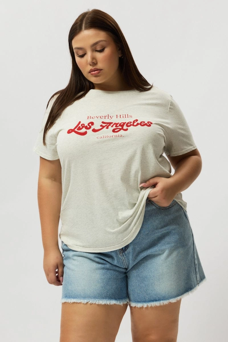 Grey Graphic T Shirt Short Sleeve Crew Neck Classic and Comfy Airflow Ventilation