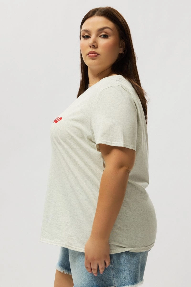Grey Graphic T Shirt Short Sleeve Crew Neck EcoFriendlyDyes