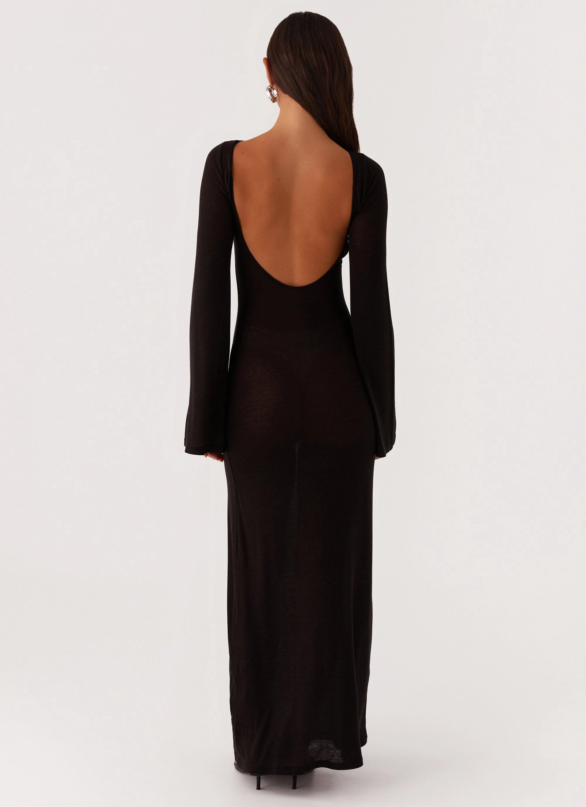 Olivia Long Sleeve Maxi Dress - Black Minimalist Layering