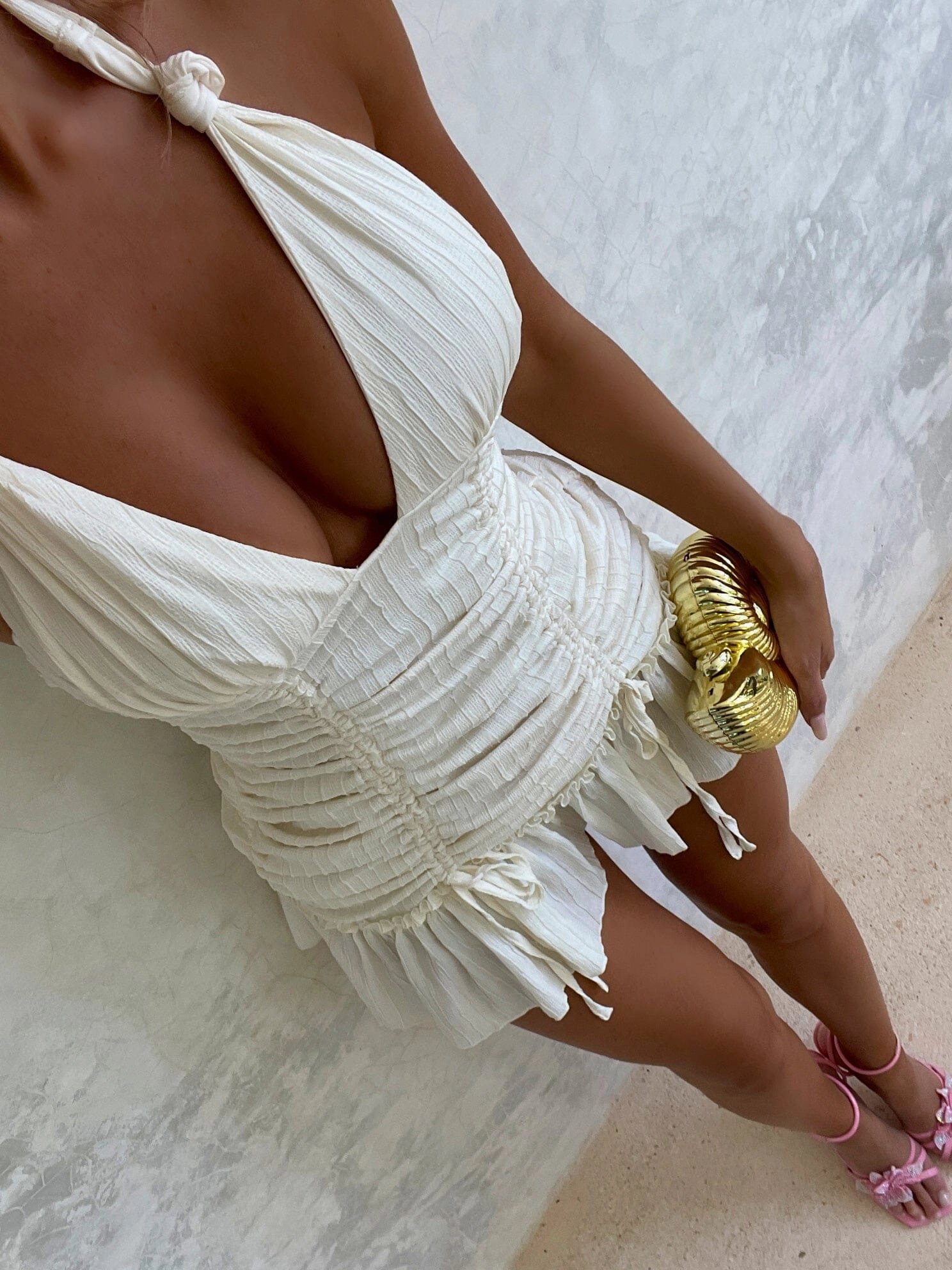 RIALO MINI DRESS IVORY Chic Comfort Wear