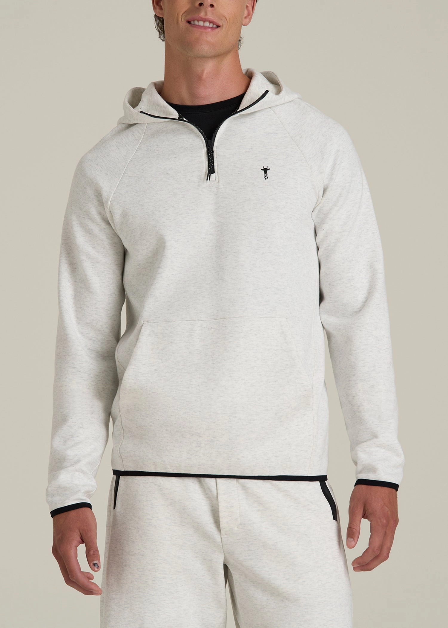Office Wear pattern trend Tech Motion Fleece Hooded Popover for Tall Men in Heather Frost