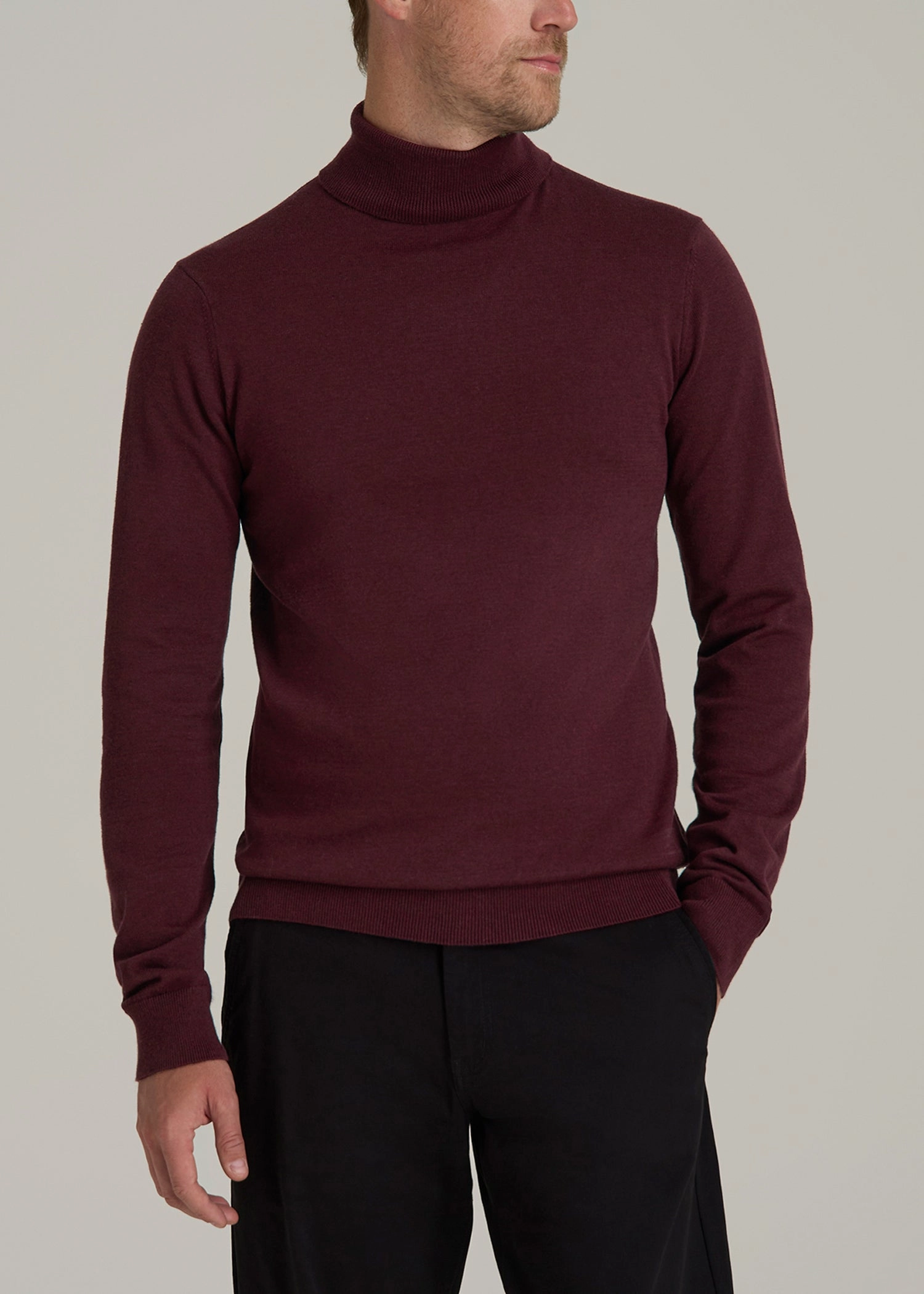 Cozy And Warm Stain-Resistant Men's Tall Turtleneck Sweater in Port Royale