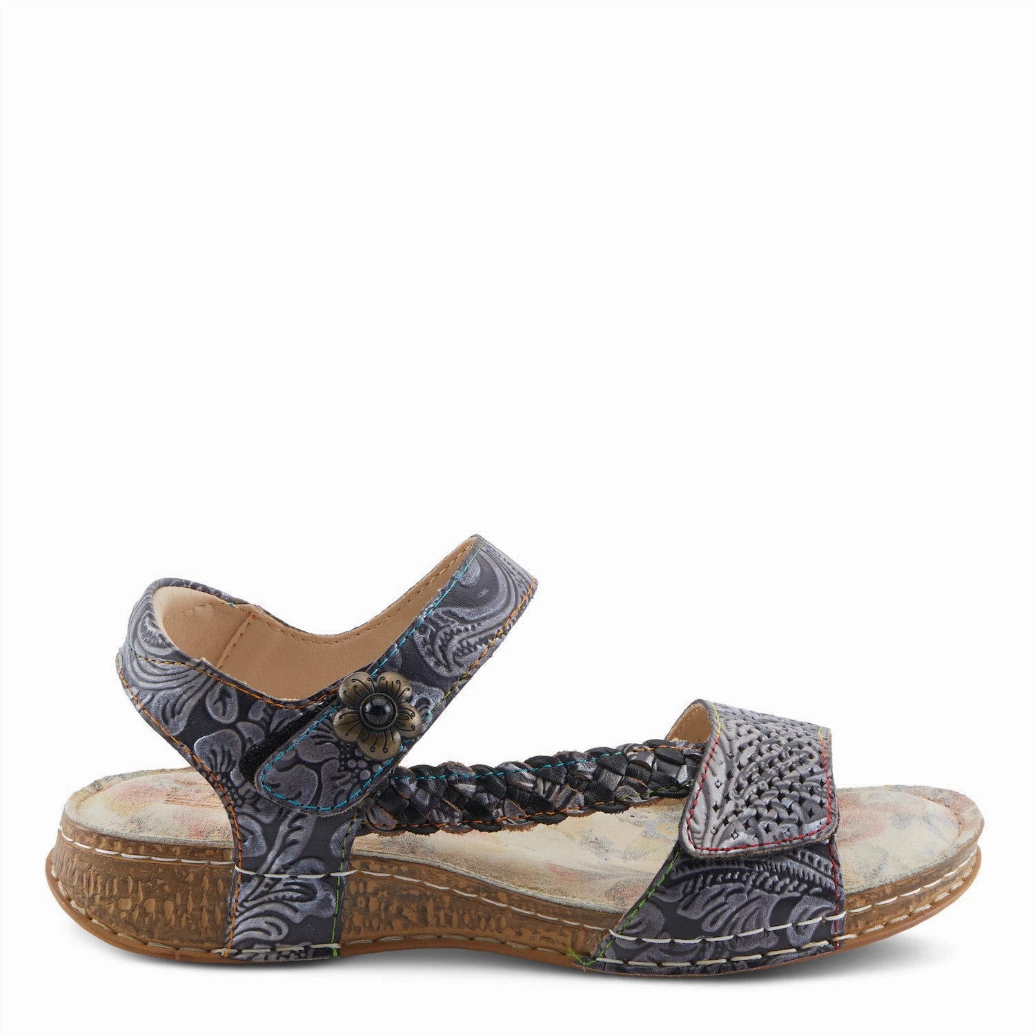 L'Artiste by Spring Step Women's Popular Sandal - Black Multi Comfortable Travel Footwear adjustable footwear