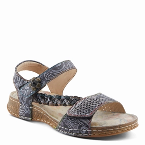 L'Artiste by Spring Step Women's Popular Sandal - Black Multi Seaside Stroll Standing Comfort
