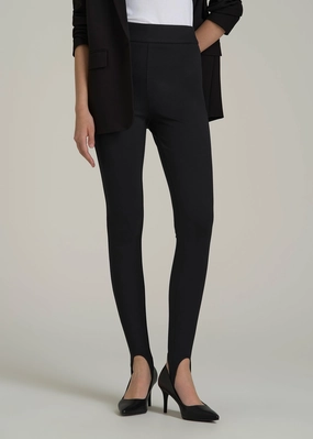Soft Flex Ponte Stirrup Pants  for Tall Women in Black Outdoor Lover Lightweight Material Sporty Comfort Wear